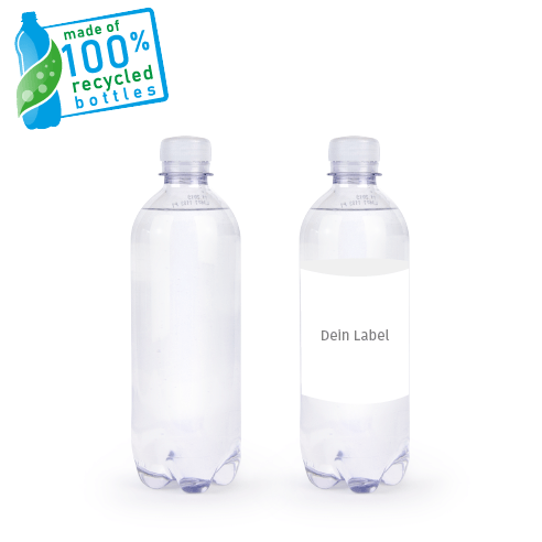 YOUR-WATER Wasserflasche recyceltes PET 0,5l mit Label